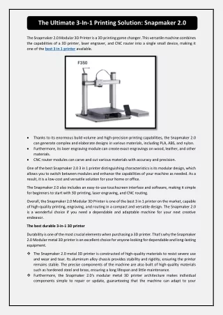 the ultimate 3 in 1 printing solution snapmaker