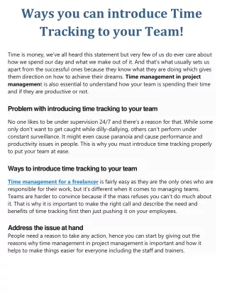 ways you can introduce time tracking to your team