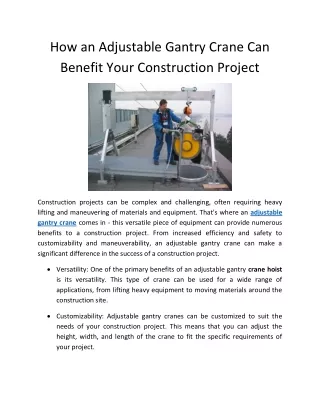 how an adjustable gantry crane can benefit your
