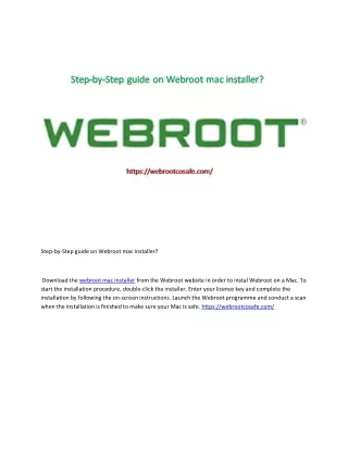 Step-by-Step guide on Webroot mac installer?