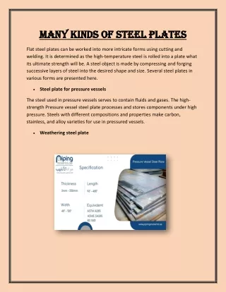 Many kinds of steel plates