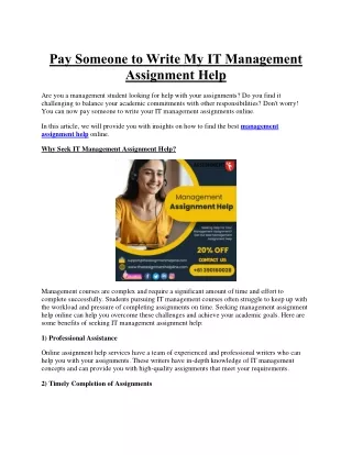 Pay Someone to Write My IT Management Assignment Help