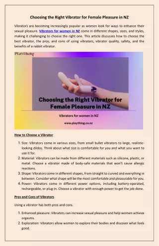 Choosing the Right Vibrator for Female Pleasure in NZ
