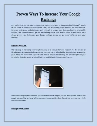 Proven Ways To Increase Your Google Rankings