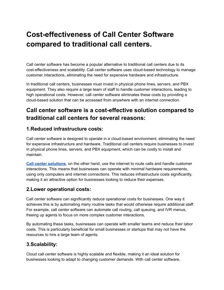 cost effectiveness of call center software