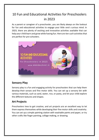 10 fun and educational activities