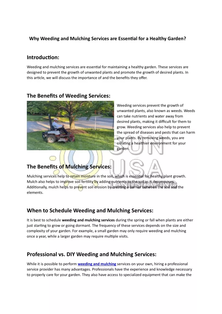 why weeding and mulching services are essential