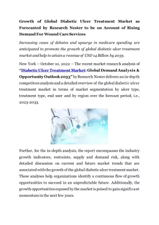 Diabetic Ulcer Treatment Market Future Growth 2033