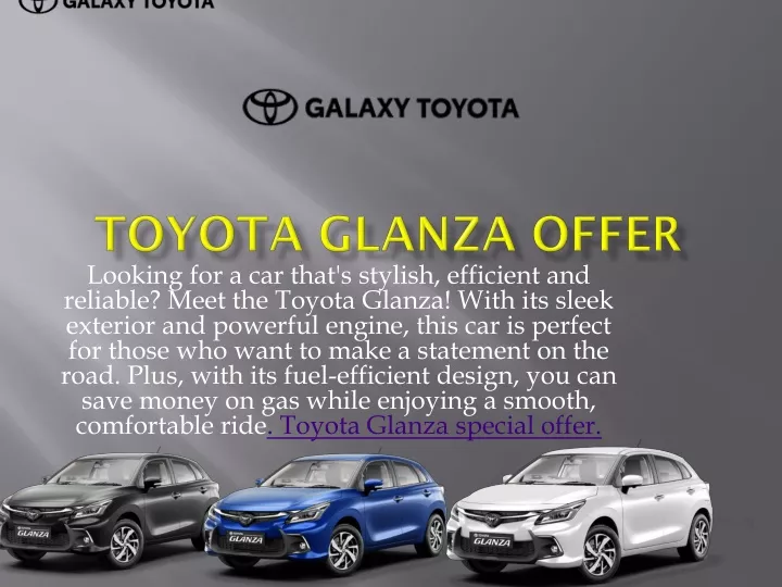 toyota glanza offer