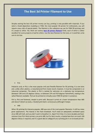 the best 3d printer filament to use