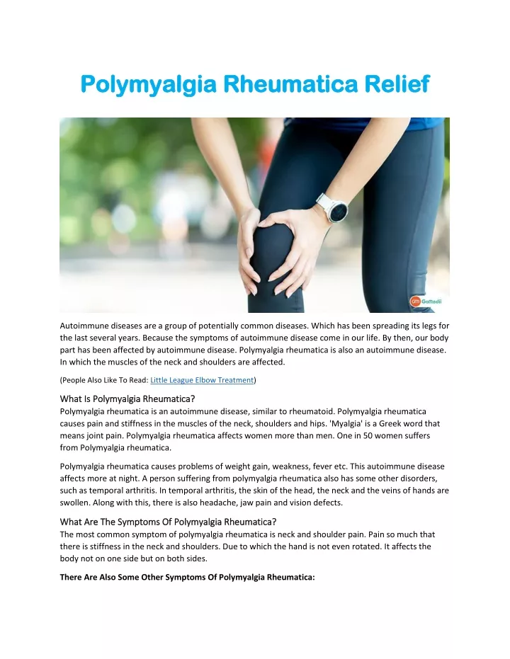 polymyalgia rheumatica relief polymyalgia