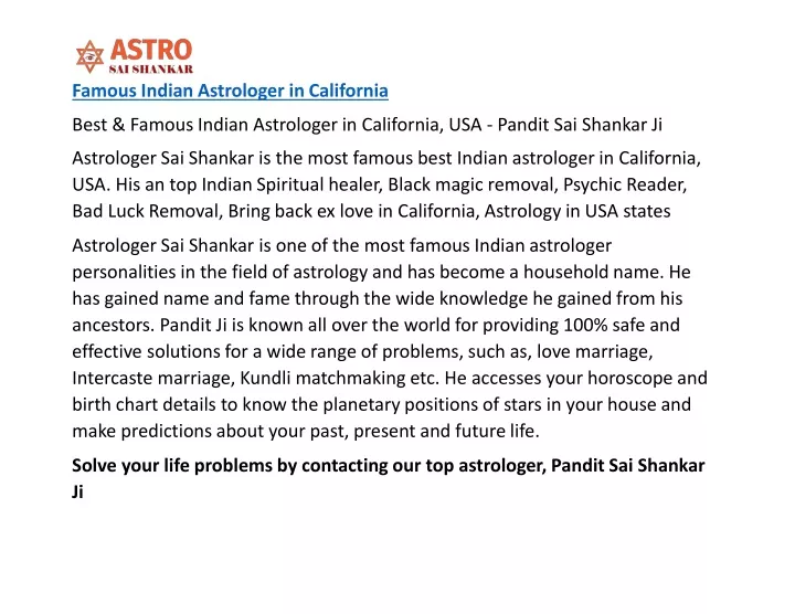 famous indian astrologer in california best