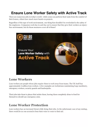 Ensure Lone Worker Safety with Active Track