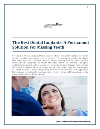 The Best Dental Implants A Permanent Solution For Missing Teeth