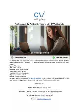 Professional CV Writing Services in UK | CVWritingHelp
