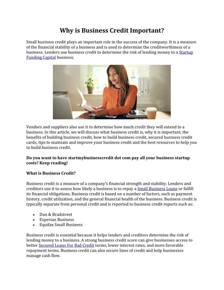PPT Why Is Business Credit Important PowerPoint Presentation Free 
