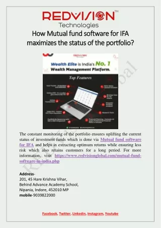 How Mutual fund software for IFA maximizes the status of the portfolio