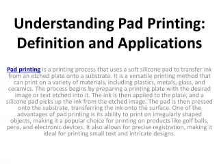 Understanding Pad Printing: Definition and Applications