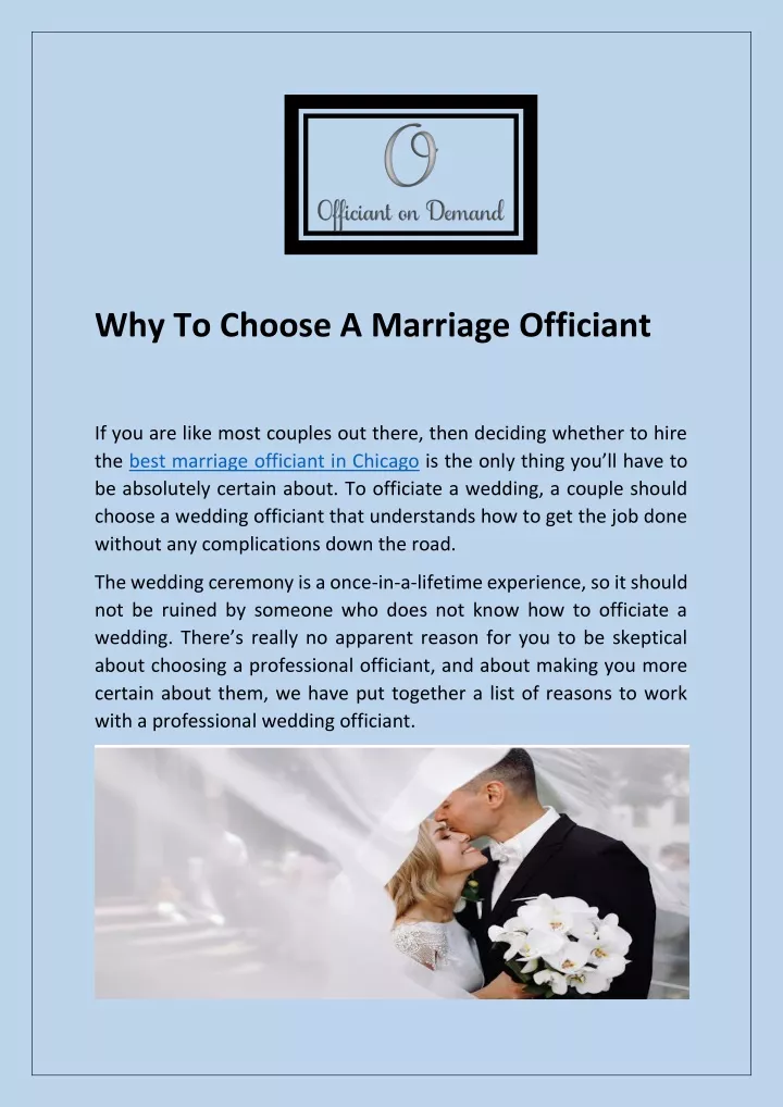 why to choose a marriage officiant