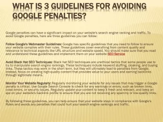 what is 3 guidelines for avoiding google penalties