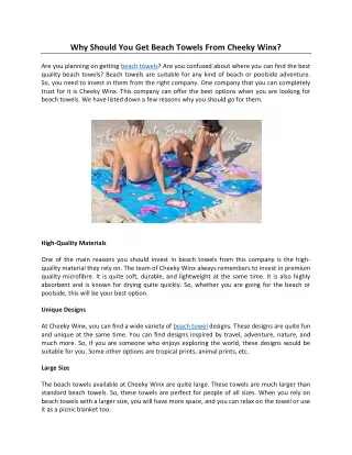 Why Should You Get Beach Towels From Cheeky Winx?