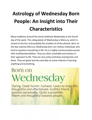Astrology of Wednesday Born People: An Insight into Their Characteristics