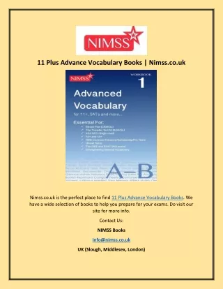 11 Plus Advance Vocabulary Books | Nimss.co.uk