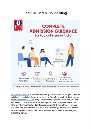 Test For Career Counselling