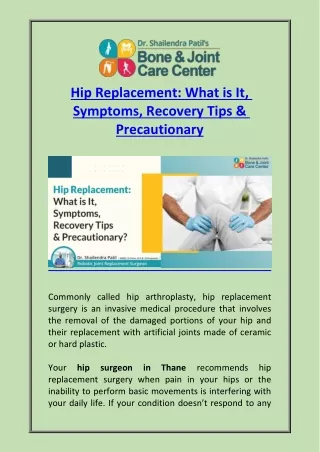 hip replacement what is it symptoms recovery tips