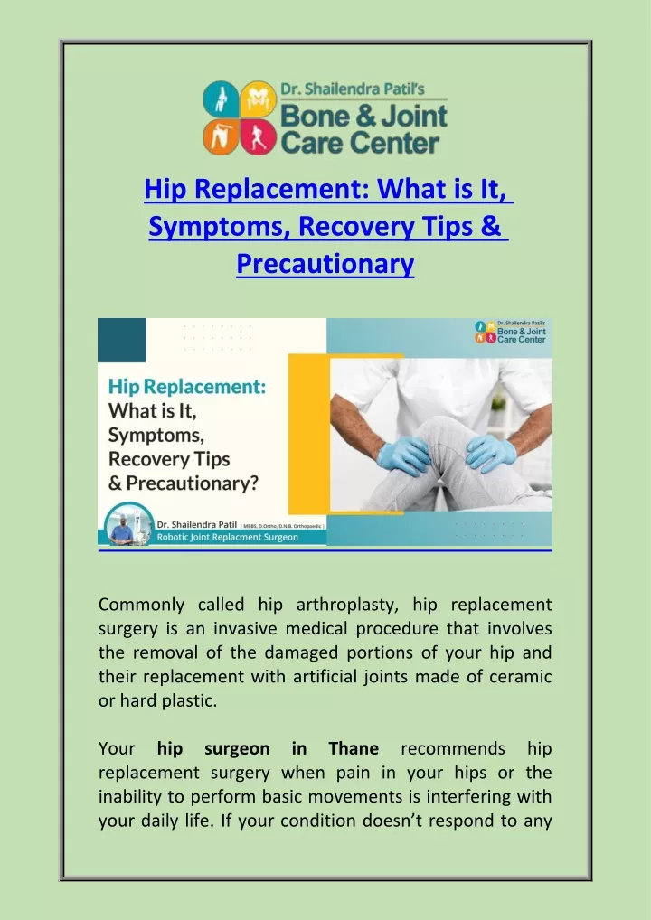 hip replacement what is it symptoms recovery tips