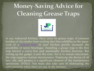 Money-Saving Advice for Cleaning Grease Traps