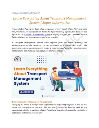 Learn Everything About Transport Management System