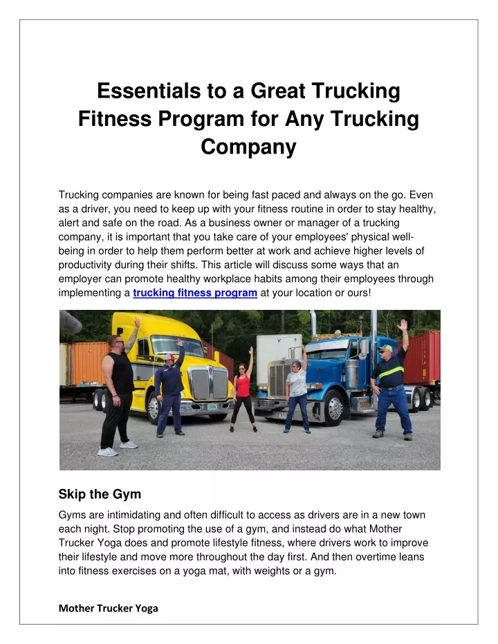 essentials to a great trucking fitness program