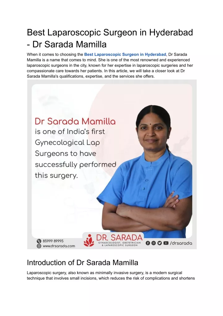 best laparoscopic surgeon in hyderabad dr sarada