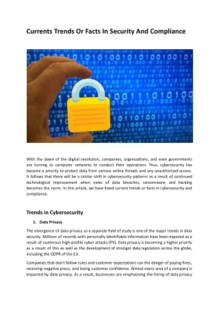 Currents Trends Or Facts In Security And Compliance