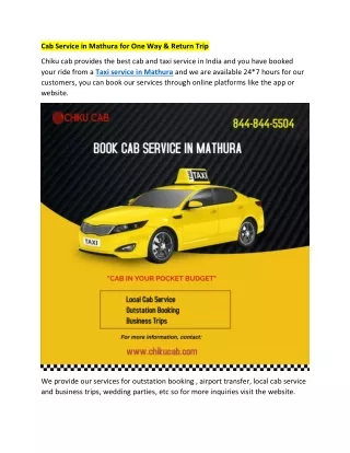 cab service in mathura for one way return trip