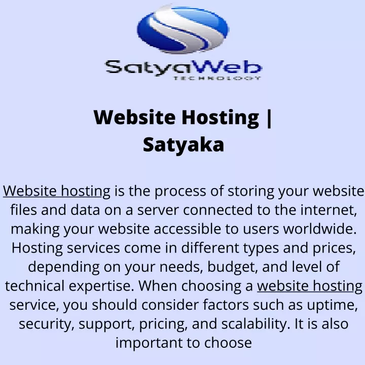 website hosting satyaka