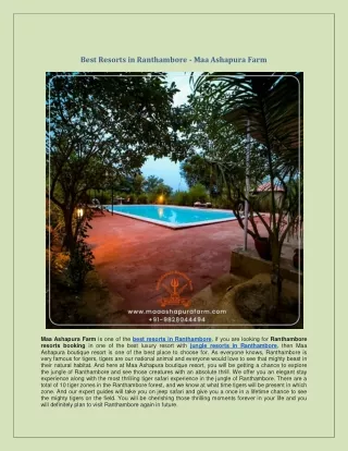 Best Resorts in Ranthambore - Maa Ashapura Farm