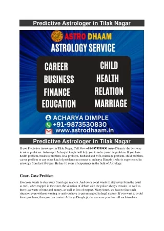 predictive astrologer in tilak nagar