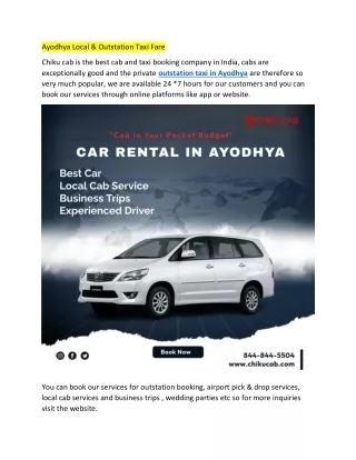 ayodhya local outstation taxi fare