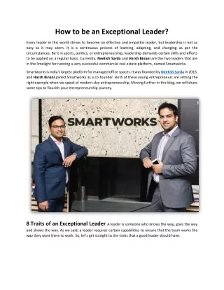 How to be an Exceptional Leader : Neetish Sarda