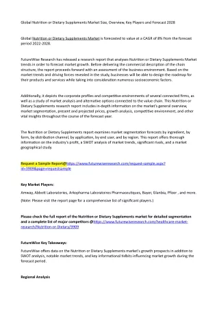 global nutri on or dietary supplements market