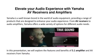 elevate your audio experience with yamaha av receivers and amplifiers