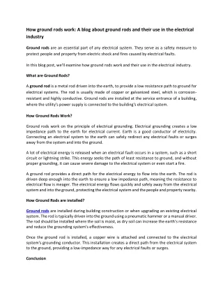 How ground rods work_A blog about ground rods and their use in the electrical industry