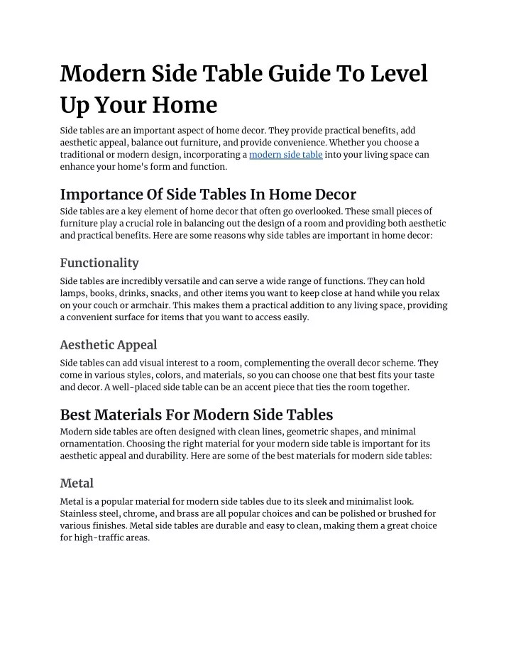 modern side table guide to level up your home