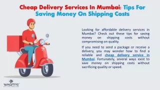 Cheap Delivery Service In Mumbai
