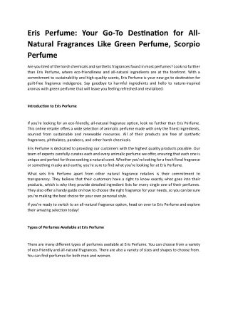 eris perfume your go to destination