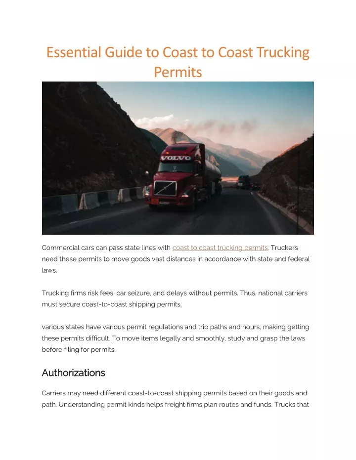 essential guide to coast to coast trucking permits
