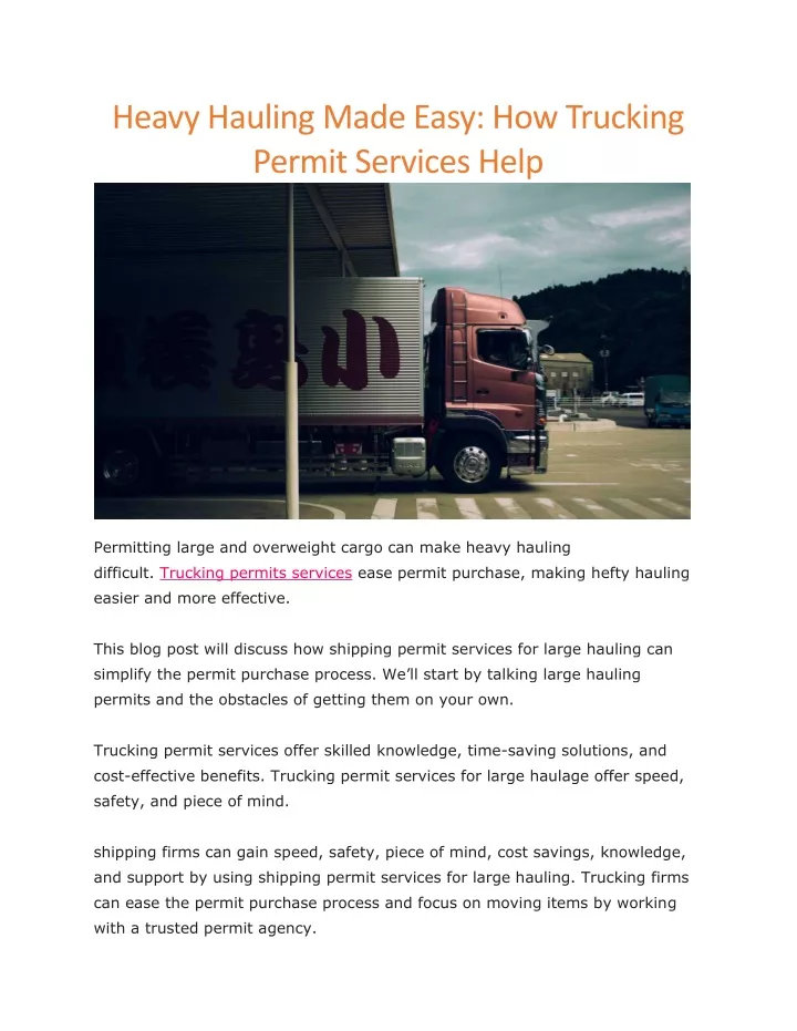 heavy hauling made easy how trucking permit