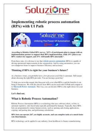 Implementing robotic process automation (RPA) with UI Path